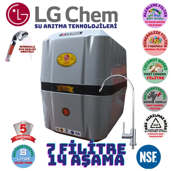 LG Chem COOL GRİ SİYAH 8 LİTRE 7 FİLTRE 14 AŞAMA SU ARITMA CİHAZI ürün görseli