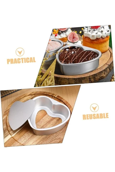 Kek Kalıbı Kalpli Bisküvi Kalp Şeklinde Alüminyum 1 Adet ağız çapı 20 cm yükseklik 5,5 cm - 4