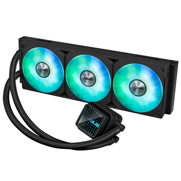 ASUS PRIME LC 360 ARGB SIVI SOGUTUCU ÖZEL TASARLANMIS CPU TEMAS ALANI VE KANATÇIKLI KANALLARA SAHIP SONSUZ AYNA LENS SEÇENEKLERI OLAN SU BLOGU, ÖNCEDEN MONTE EDILMIS ARGB FANLAR VE AURA AYDINLATMA