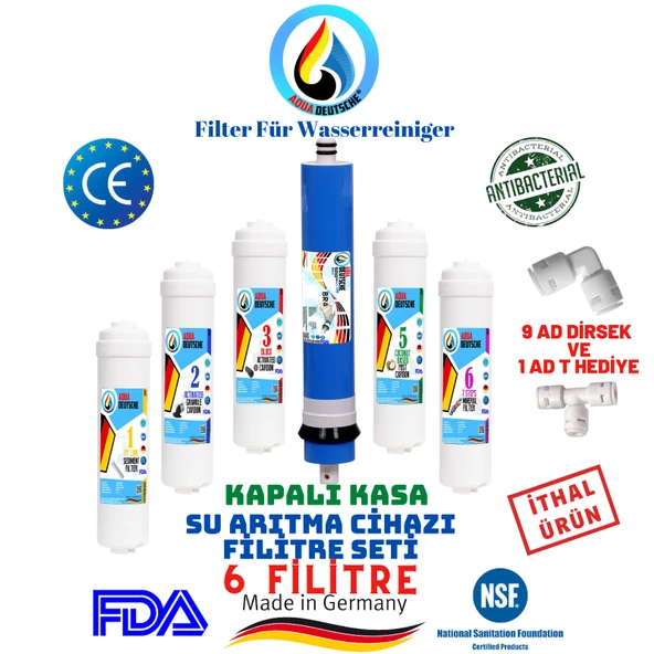 AQUA DEUTSCHE KAPALI KASA 6 FİLTRE 14 AŞAMA SU ARITMA CİHAZI FİLTRE SETİ ürün görseli
