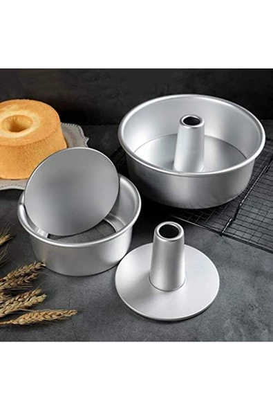 Kek Kalıbı Yuvarlak Şekil Alüminyum 1 Adet ağız çapı 22 cm yükseklik 8 cm - 8