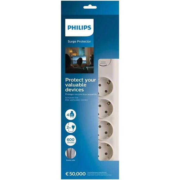 PHILIPS SPN7040WA AKIM KORUMALI PRIZ 600J 2MT 4 LÜ - 2