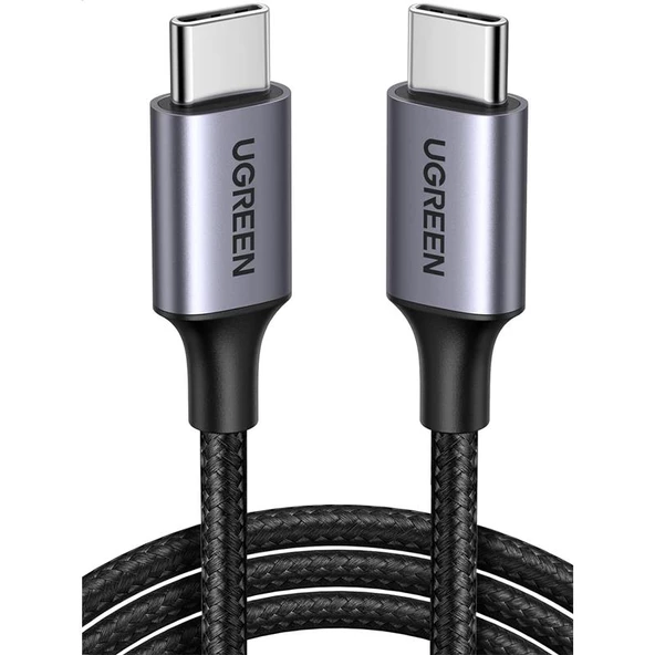 UGREEN USB-C 60W 3A QC PD ÖRGÜLÜ HIZLI SARJ KABLOSU 1 MT SIYAH 50150