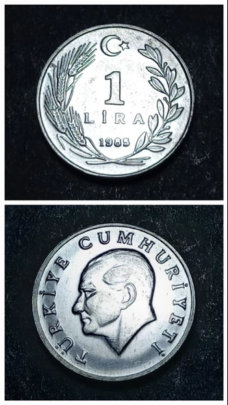Escoines Koleksiyon 399636751c9070cd20 1985 Alüminyum 1lira ÇİL+ eski madeni para ürün görseli 1