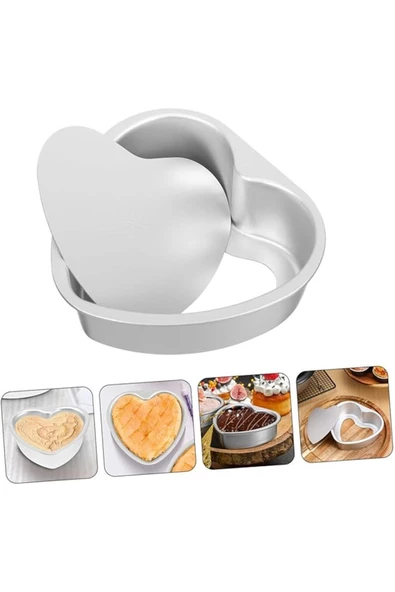 Kek Kalıbı Kalpli Bisküvi Kalp Şeklinde Alüminyum 6 Adet ağız çapı 10 cm yükseklik 3 cm - 3