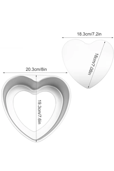 Kek Kalıbı Kalpli Bisküvi Kalp Şeklinde Alüminyum 1 Adet ağız çapı 20 cm yükseklik 5,5 cm - 7