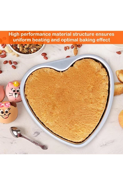 Kek Kalıbı Kalpli Bisküvi Kalp Şeklinde Alüminyum 1 Adet ağız çapı 24 cm yükseklik 6 cm - 6