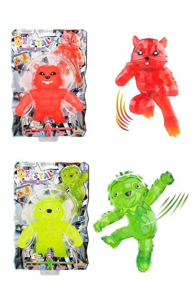 En Esnek Arkadaşların Crystal Stretch Hayvanlar Kristal ELASTİK OYUNCAK FİGÜRLER - Resim 3