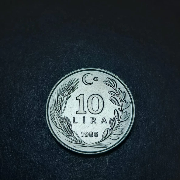 Escoines Koleksiyon 399636751c8c4bf5f3 1986 Alüminyum 10Lira ÇİL+ eski madeni para - Resim 2