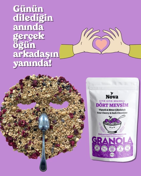 Mix Paket 2- (NAR.BADEM VE FINDIKLI-VİŞNELİ VE BİTTER ÇİKOLATALI-KAKAO,MUZ VE FINDIKLI) 340 gr - 4