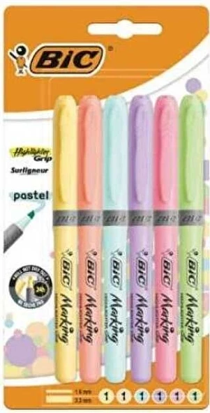 Bic Marking Highlighter Grip Pastel 6Lı Blister