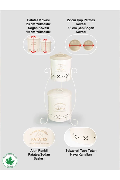 2 Katlı Küçük Boy Metal Patates Soğan Kovası - Sebzelik - Patates Soğanlık Sepeti - 6