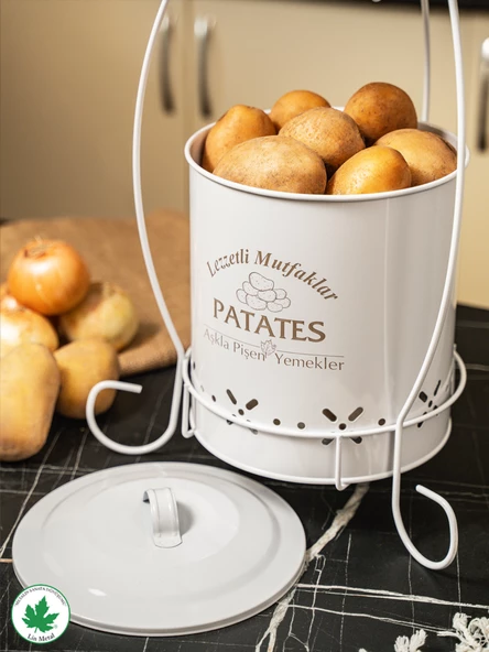 2 Katlı Küçük Boy Metal Patates Soğan Kovası - Sebzelik - Patates Soğanlık Sepeti - 8