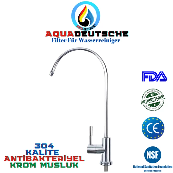 AQUA DEUTSCHE 304 KALİTE İTHAL KROM SU ARITMA CİHAZI TEZGAH ÜSTÜ MUSLUK