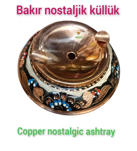 Bakır Nostalji Kül Tablası Bakır Küllük Nostalji Küllük 2 adet mavi hicivli Nostalji Bakır Küllük - 2