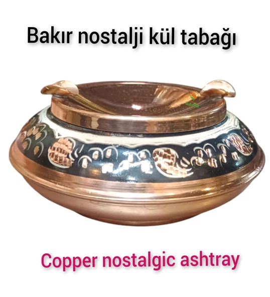 Nostaljik bakır kül tablası Bakır Nostalji Küllük 2 adet hicivli Nostalji Bakır Küllük - 2