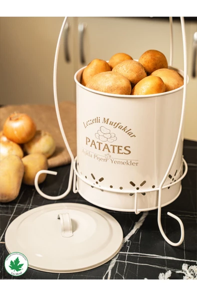 2 Katlı Küçük Boy Metal Patates Soğan Kovası - Sebzelik - Patates Soğanlık Sepeti - 2