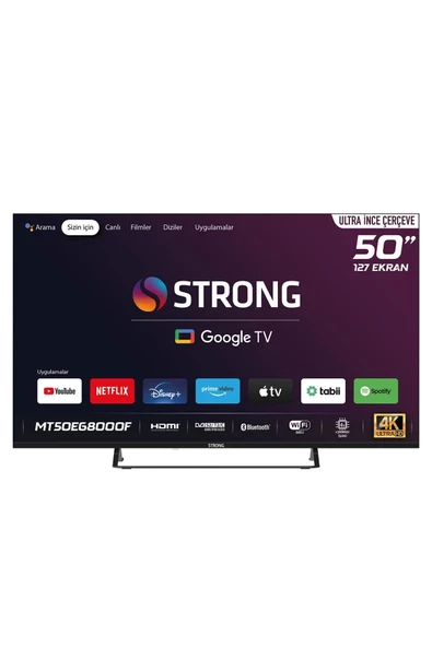 Strong MT50EG8000F Frameless 4K Ultra HD 50" 127 Ekran Uydu Alıcılı Google Smart LED TV