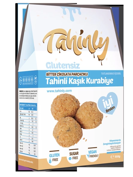 Tahinly Bitter Çikolata Parçacıklı Glutensiz Tahinli Kaşık Kurabiye