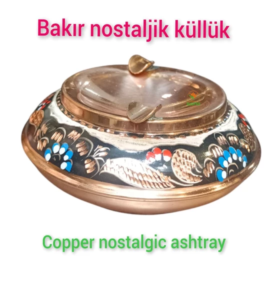 Bakır Nostalji Kül Tablası Bakır Küllük Nostalji Küllük 2 adet mavi hicivli Nostalji Bakır Küllük - 4