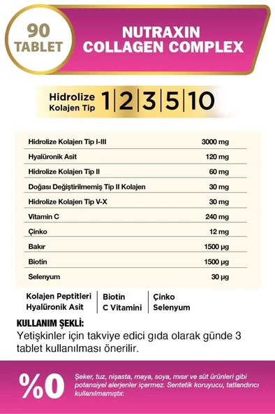 Nutraxin Collagen Beauty Complex 90 Tablet - Resim 3