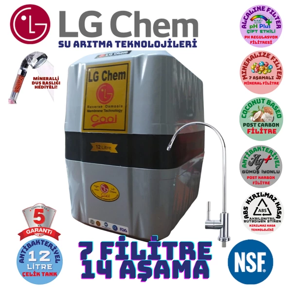 LG Chem COOL GRİ SİYAH 12 LİTRE 7 FİLTRE 14 AŞAMA SU ARITMA CİHAZI ürün görseli