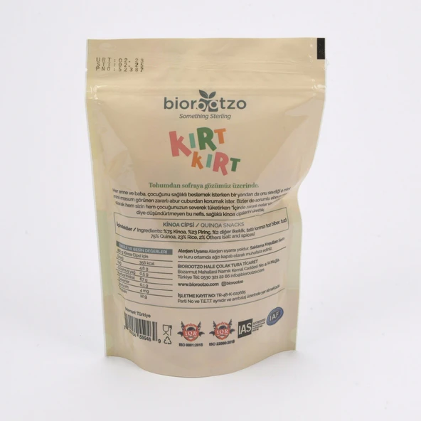 Biorootzo Kırt Kırt Glütensiz ve Vegan Sağlıklı Atıştırmalık Kinoa Cipsi 30 g - 2