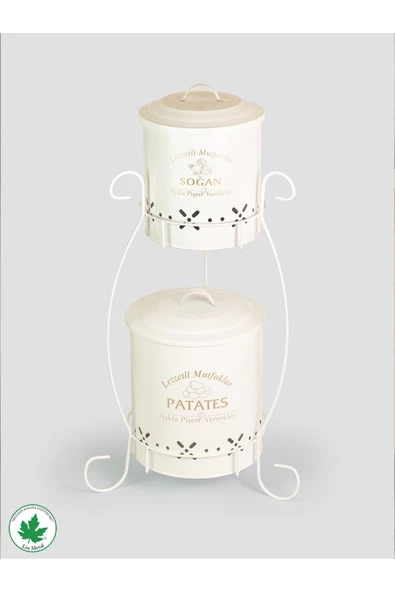 2 Katlı Küçük Boy Metal Patates Soğan Kovası - Sebzelik - Patates Soğanlık Sepeti - 4