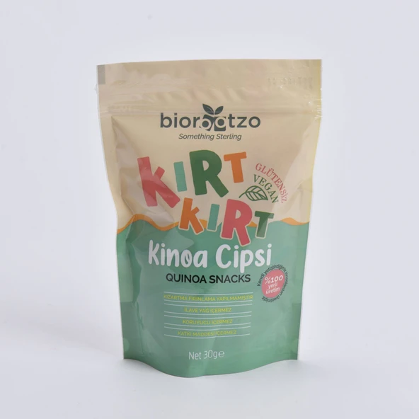 Biorootzo Kırt Kırt Glütensiz ve Vegan Sağlıklı Atıştırmalık Kinoa Cipsi 30 g - 1