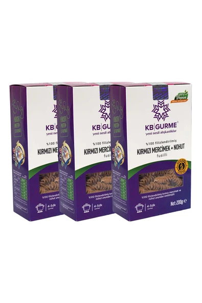 Kb Gurme Glutensiz & Vegan Kırmızı Mercimek + Nohut 200gr 3 Adet