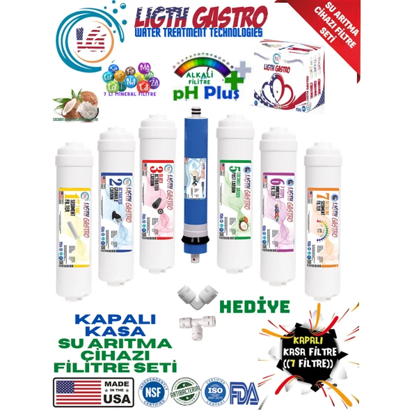 LİGHT GASTRO KAPALI KASA 7 FİLTRE 14 AŞAMA SU ARITMA CİHAZI FİLTRE SETİ