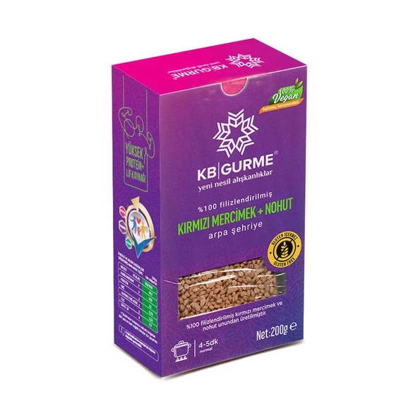 Kb Gurme Glutensiz Filizlend. Kırmızı Mercimek + Nohut Arpa Şehriye 200 gr