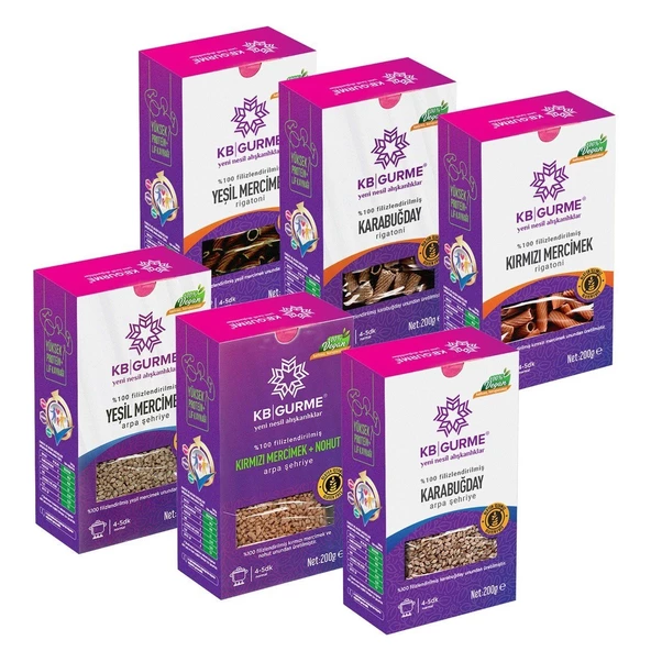 Kb Gurme Glutensiz & Vegan Jumbo Makarna ve Arpa Şehriye Set 200gr 6 Adet