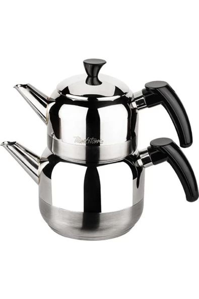 Siyah Athena Mini Boy Paslanmaz Çelik Çaydanlık Takımı 650/1150ml