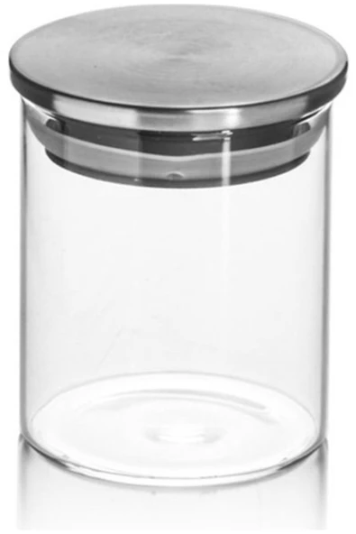 Borosilikat Cam Kavanoz Metal Kapaklı Silikon Contalı 8,5*12 cm