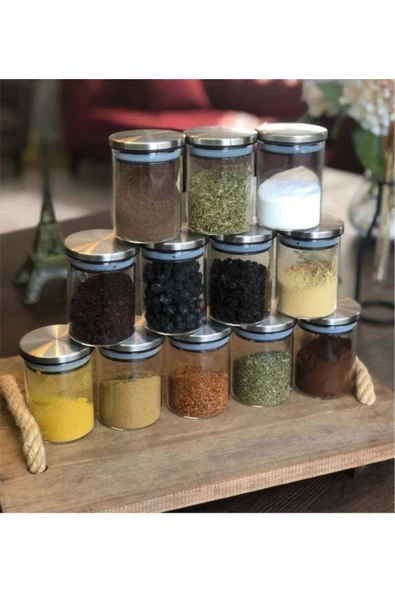 Borosilikat Cam Kavanoz Metal Kapaklı Silikon Contalı 8,5*12 cm - 3