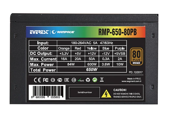 Rampage Power Supply Rmp-650-80Pb 650W 80 Plus Bronze 14Cm Sıyah Fan Aktıf Pfc - 4