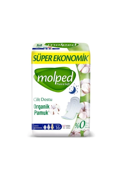 Molped Pure & Soft Gece Süper Ekonomik Ped 16 Lı