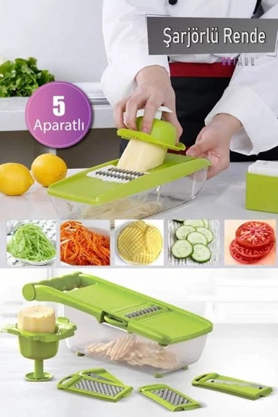 Çok Amaçlı 5 Aparatlı Şarjörlü Rende - 2