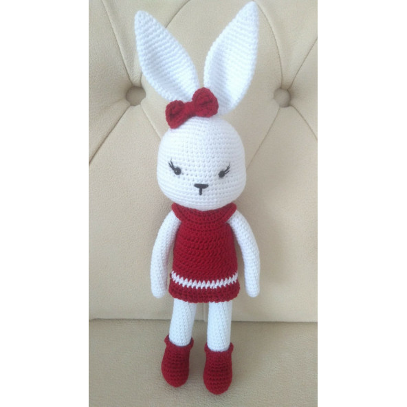 Amigurumi El Yapımı Organik Oyuncak KIRMIZI TAVŞAN