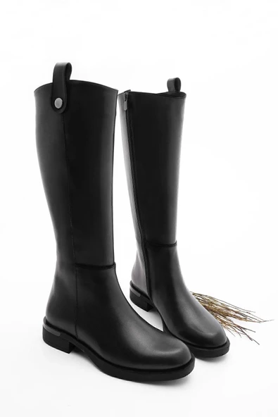 Potinonline 0765 Kadın Yandan Fermıarlı Siyah Binici Çizme - 3