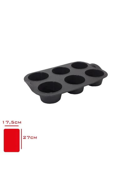 Muffin Kek Kalıbı 6 lı Silikon Gri Renk Ölçü : 17,5 x 27 cm - 4