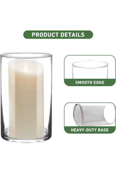 4 Lü Cam Vazo Seti Mumluk Seti 3 Adet Küçük Boy 1 Adet Büyük - 5