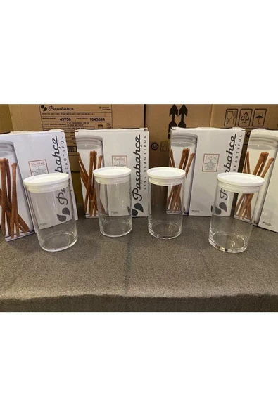 Paşabahçe 43736 Vakumlu Cam Kavanoz - Cam Erzak Saklama Kabı 4 Lü Beyaz ürün görseli