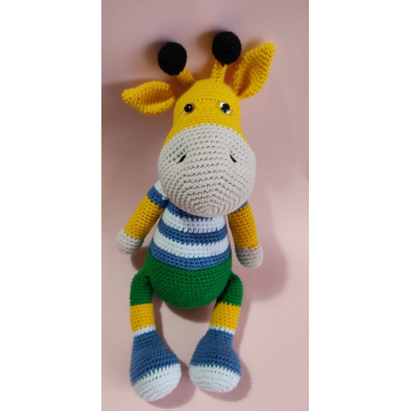 Amigurumi El Yapımı Organik Oyuncak RENKLİ ZÜRAFA