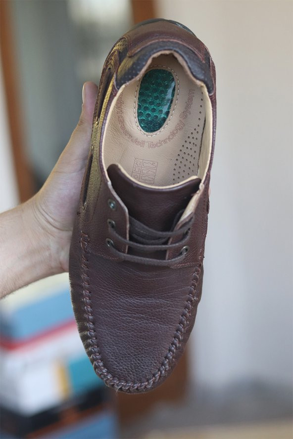 PUNTO ERKEK KAHVERENGİ ORTOPEDİK JEL DESTEKLİ BABA AYAKKABISI - Resim 3