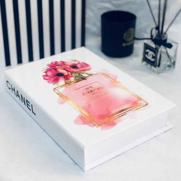 CHANEL PINK FREE PARFUME COVER OPENABLE DECORATIVE BOOK BOX - 2