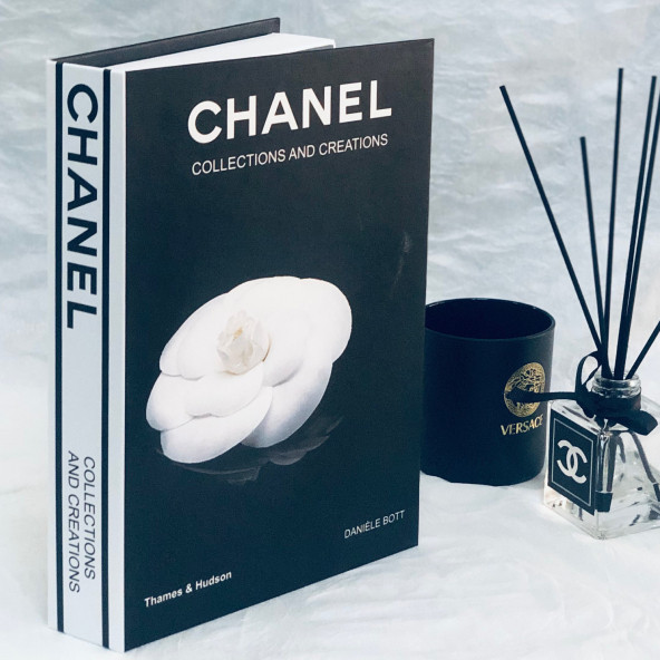 CHANEL WHITE ROSE OPENABLE DECORATIVE BOOK BOX BLACK & WHITE