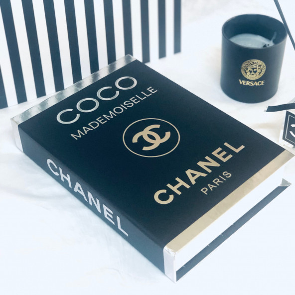 CHANEL CLASSIC OPENABLE DECORATIVE BOOK BOX BLACK & SILVER - 2