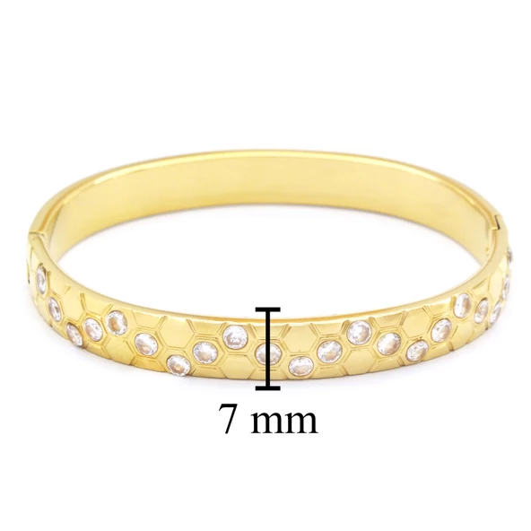 BZ Altın Kaplama Zirkon Taşlı Kadın Spor Kelepçe BLZ-528 - 3